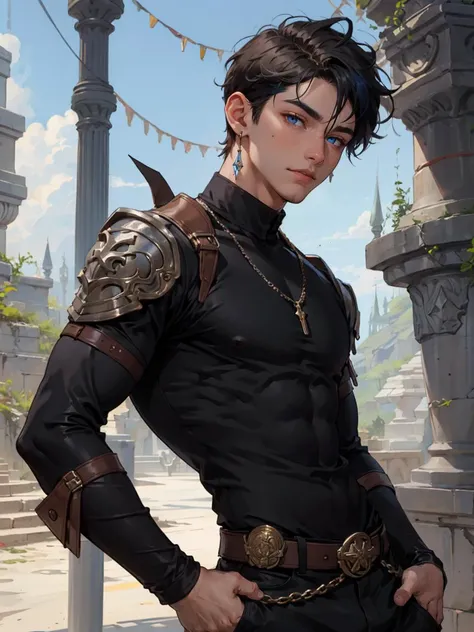 <lora:AQMLORA-V5:1>, 1boy,fantasy setting,black outfit