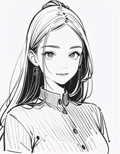 a drawing of a girl with long hair and a sweater