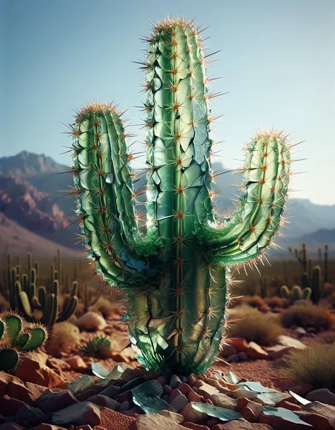 sculpture of cactus made from ais-bkglass