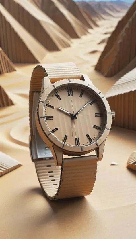 <lora:CardboardStyleXL:1>CardboardStyle Watch, made from (textured:0.7) cardboard, simple, basic, corrugated, hand-crafted, in location: desert, <lora:add-detail-xl:0.5>