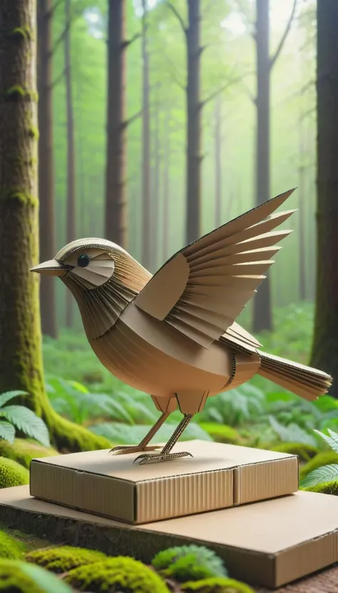 <lora:CardboardStyleXL:1>CardboardStyle bird, made from (textured:0.7) cardboard, simple, basic, corrugated, hand-crafted, in location: sleeping forest, <lora:add-detail-xl:0.5>