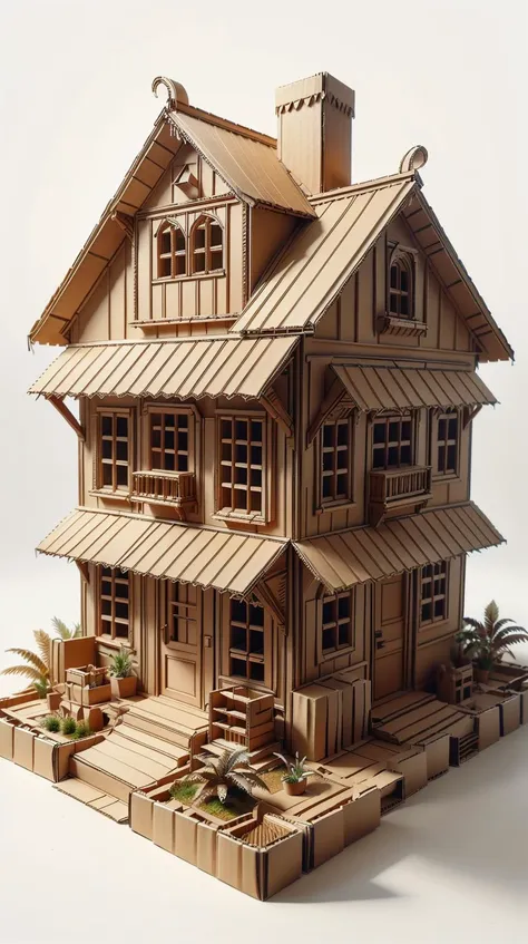 <lora:CardboardStyle:1> CardboardStyle house, simple, basic, corrugated, cardboard, texture, crafts, (Masterpiece:1.3) (best quality:1.2) (high quality:1.1)