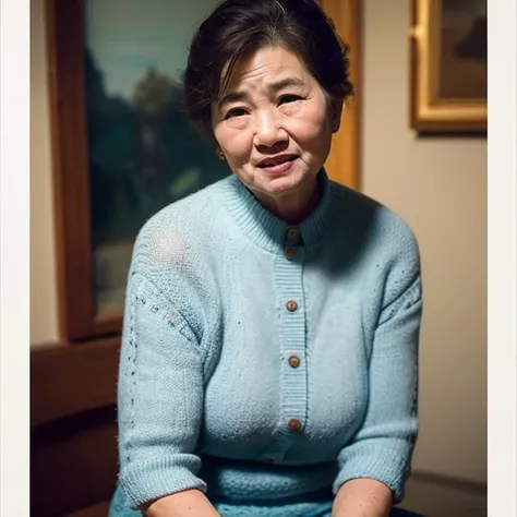 (best quality), (masterpiece),(1women), solo,kindly face,old people,70 years old,(photorealistic), hyper realistic, 8k protrait photo, (cowboy shot), depth of field, (indoors), cheongsam, ultra-detailed , good anatomy, beautiful detailed eyes, above knee, ...