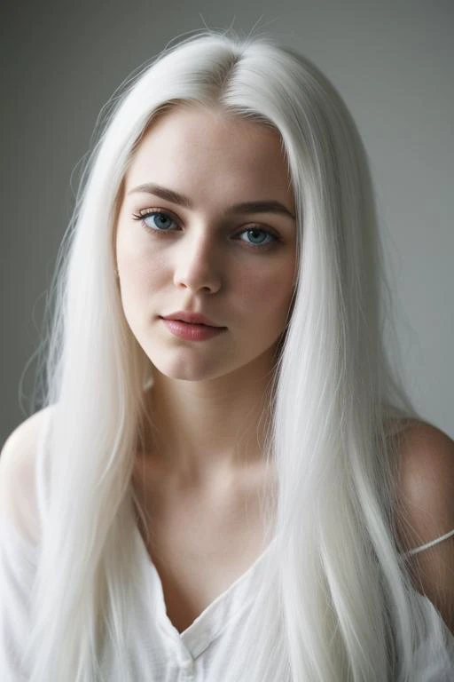 young adult scandinavian woman,
,stunning,
white hair,flipped hair,
light makeup,,