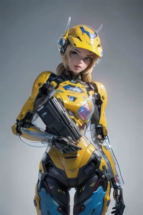 women, mechanic parts, yellow and blue mix, slim,((clear mechanism)),(((best quality, masterpiece))),(((clear texture))),(((detailed texture))),(((high resolution))),<robot:0.5><roblit:0.40>