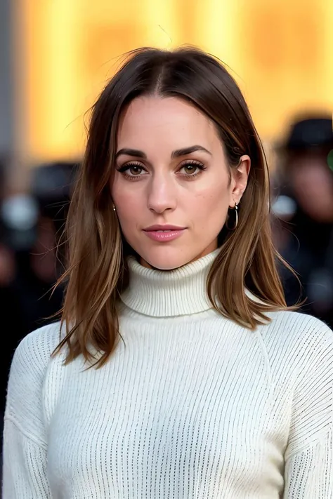 a photo of s1lv144l0ns0, a woman (wearing a turtleneck jumper), on a premiere movie event, standing on the red carpet, (focus on face:1.2), (masterpiece:1.2), (photorealistic:1.2), (bokeh), (best quality), (detailed skin:1.2), (intricate details), (8k), (H...