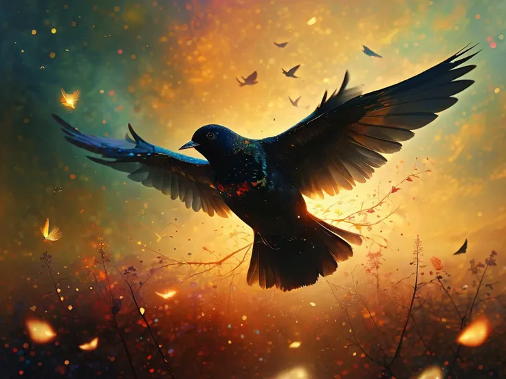 A beautiful moment in time, a bird flying through the air, light glinting off its wings, dawn, glorious colors, mystical, ethereal,

<lora:RMSDXL_Enhance:1>,
<lora:MJ52:0.6?
<lora:The_Dark_Side_of_the_Earth:0.7>