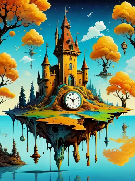 A castle. A submarine. A clock. A tree.

2D abstract style.

(In the style of Dali) (in the style of Picasso) 

Mystical. Strange. Fantastic. ral-melting

<lora:ral-melting-sdxl:0.3>