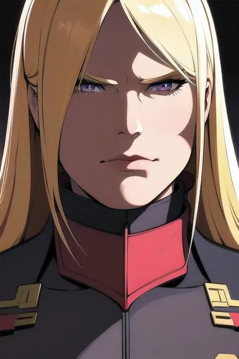 a close up of a person in uniform with blonde hair