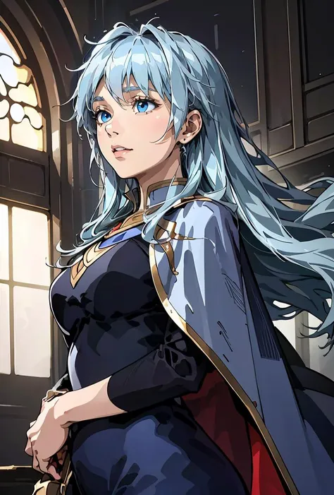 (masterpiece, best quality), 1girl,    <lora:KhunMaschennyJahad:0.8> KhunMaschennyJahad, 1girl, solo, long hair, blue eyes, blue dress, light blue hair, blue cape,