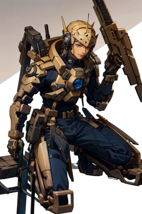 <lora:0300 Individual soldier exoskeleton armor suit_v1:0.8> ruanyi0300, armor, belt, gloves, mecha, robot,  holding weapon, greatsword, huge sword, on one knee, looking away, taking cover, no helmet,, absurdres, ultra detailed, masterpiece, best quality, ...