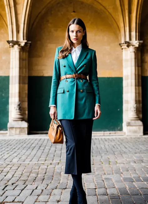 portrait of sks woman in Prague, at the Prague Castle, by Flora Borsi, style by Flora Borsi, bold, bright colours, ((Flora Borsi)), by Peter Lindbergh, <lora:locon_laurengerman_v1_from_v1_64_32:1>