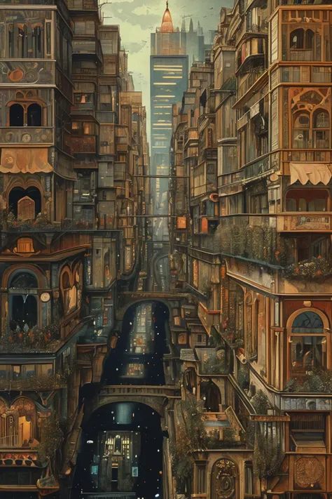 masterpiece,best quality,<lora:tbh167-:1>,illustration,style of Carlo Crivelli, cyberpunk city