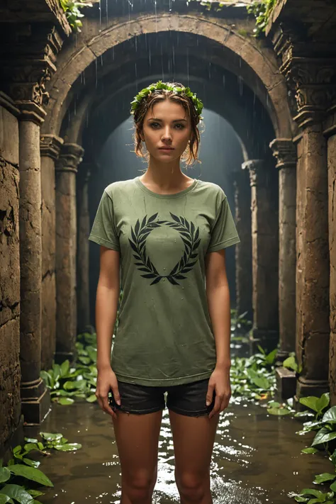 <lora:lyco-style-envydramaticlightingxl01_digital_art-xl:0.6>, (photorealistic), 16K, highly detailed, underground ancient city, wet tshirt, sublime achievement, (dramatic lighting), laurel wreath
