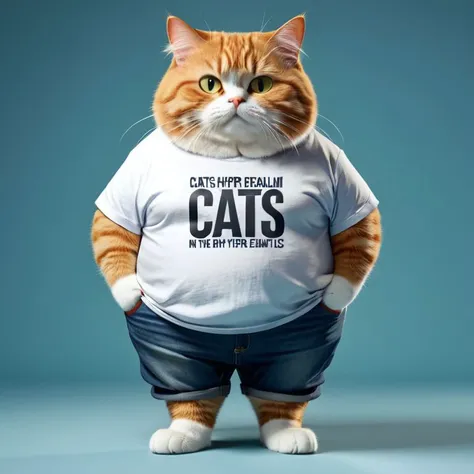 full body, ((fat cat)), in a T-shirt with the inscription: "cats", hyper-detailed, hyper-realism, sharp frame, cinematics, lit <lora:lit:0.8>