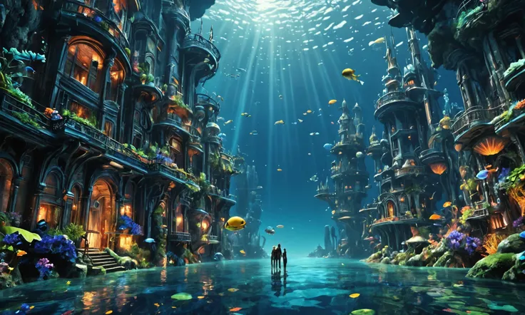 photography in water,a landscape photo of a future city,(futuristic 3D:1.3),future technology,extraordinary details,master composition,extraordinary artistry,underwater world,rich undersea landscape,fantasy and beautiful atmosphere,<lora:ç»èå¤çå¨det...