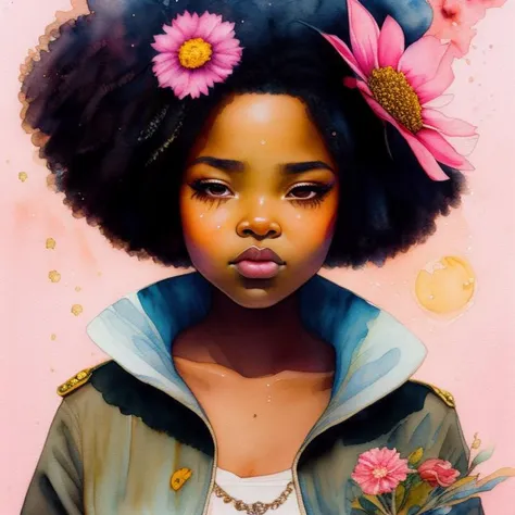 painting of a girl with flowers in her hair