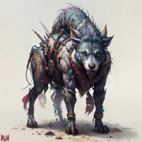 <lora:postapocalypseAI:0.8> postapoAI, 
concept art, white background ,
mutant animal