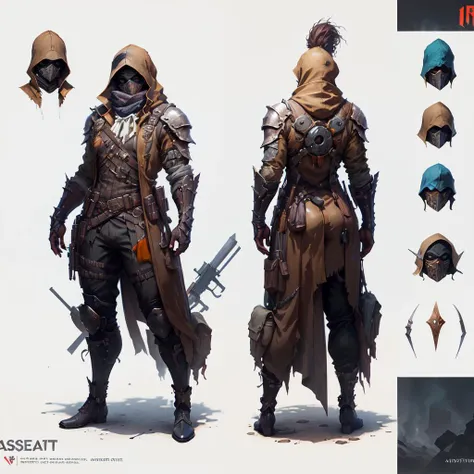 <lora:postapocalypseAI:0.65> postapoAI, 
concept art, white background ,
fully masked assassin