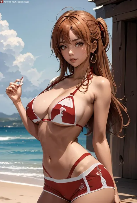 (masterpiece, best quality), 1girl,    <lora:asuna_knight_of_blood_bikini:0.8> asuna_blood, red bikini,  o-ring, thong, short shorts, red shorts