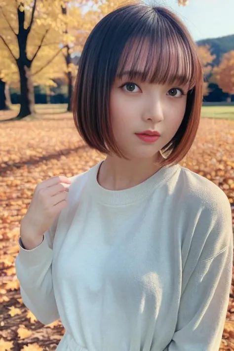 1girl,(wearing an autumn outfit:1.2),(RAW photo, best quality), (realistic, photo-realistic:1.4), masterpiece, an extremely delicate and beautiful, extremely detailed, 2k wallpaper, Amazing, finely detail, extremely detailed CG unity 8k wallpaper, ultra-de...