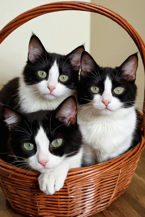 3 cats in a basket