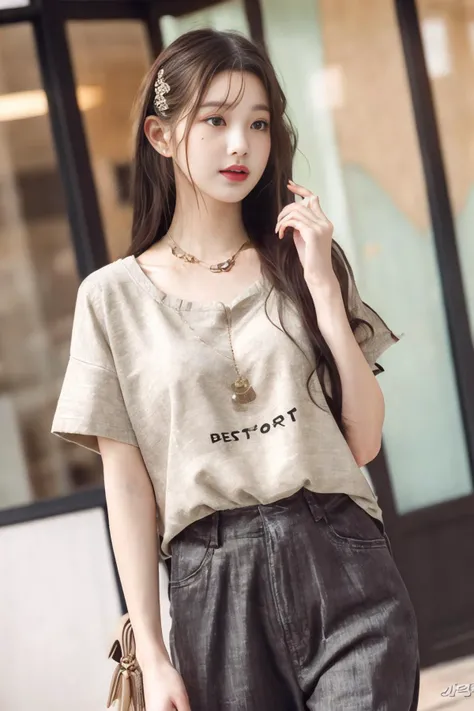 (masterpiece, best quality, 8k, RAW photo, beautiful and aesthetic:1.2),  complex detail, Indirect light, photorealistic,
((woman:1.5)), Casual outfit/Casual outfit,
 <lora:00One00:1> ihaveJANG,