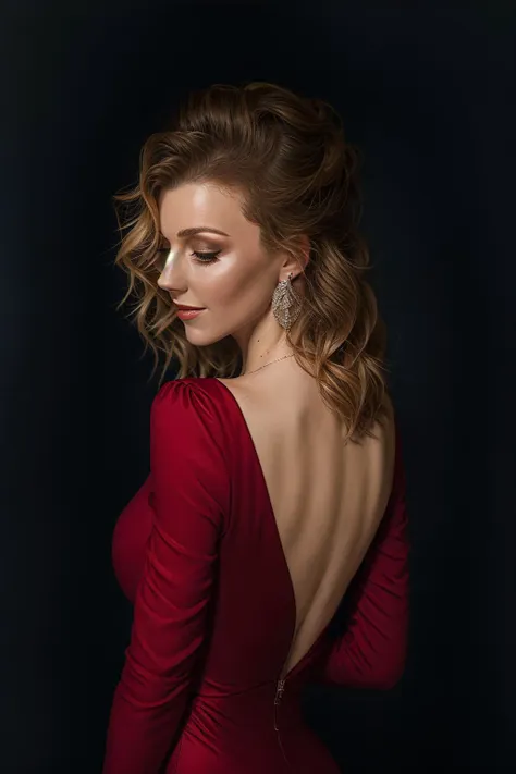 a woman in a red dress posing for a picture