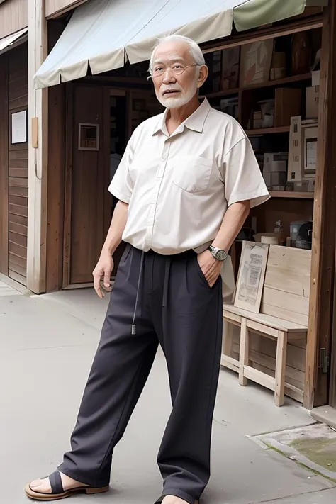 old man,summer,more cloth,long pants,nice,relax,north