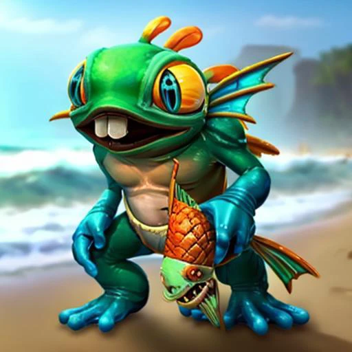 murky eating ice cream on the beach in a suit <lora:MurkyLora:0.8> solo, teeth, pokemon (creature), fangs, turtle, holding, fish, murky (creature), Highly detailed, masterpiece, best quality, photorealistic,