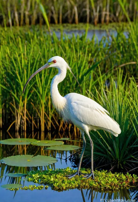 araffe standing in the water with a long beak