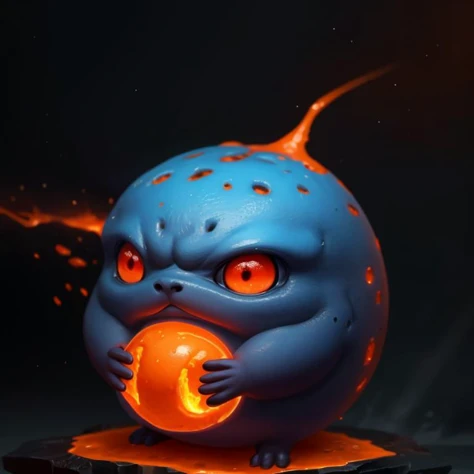 pmmkr2024, magic, anime, cartoon, creature, best quality, trending on artstation, masterpiece, cute, orange lava blob