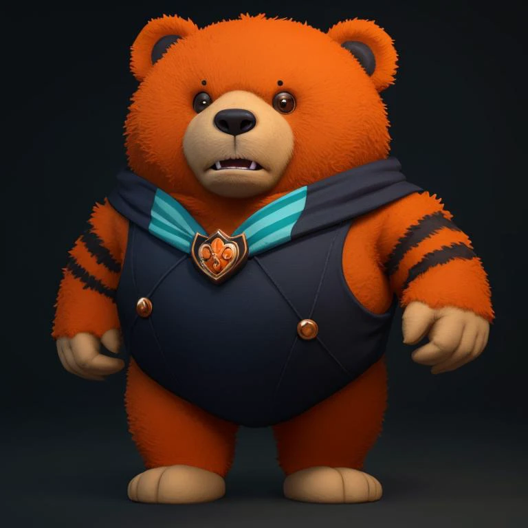 pmmkr2024, magic, anime, cartoon, creature, best quality, trending on artstation, masterpiece, cute, orange bear, striped,