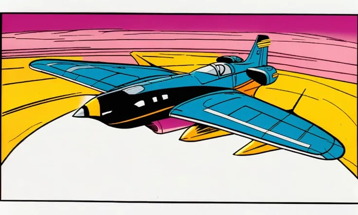 xmtas1992, cartoon, flat colors, outdoors,  blackbird plane, jet, x-men,