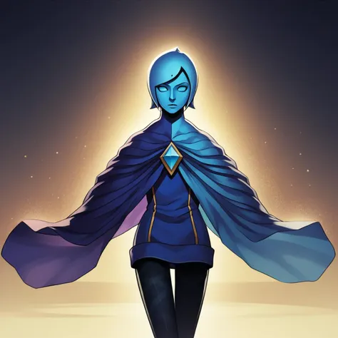 a cartoon picture of a woman with a cape on walking in the sand