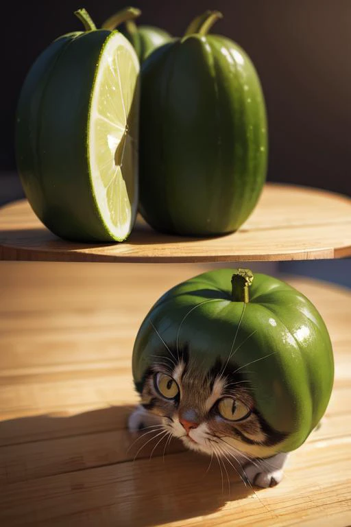 (masterpiece, best quality, intricate details, highly detailed:1.2), 3d, realistic , highres, 8k, absurdres, cucumber cat