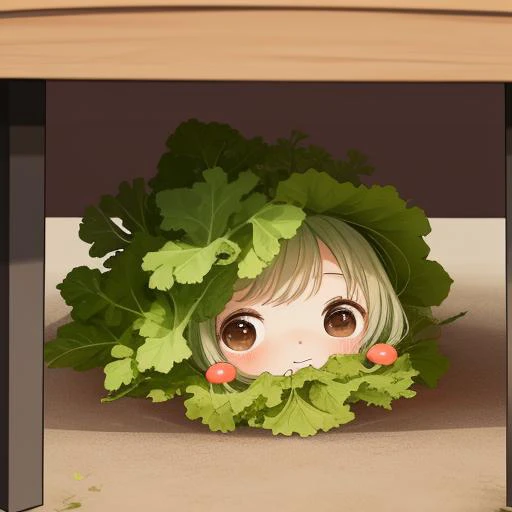 small cute vegetable living under a table