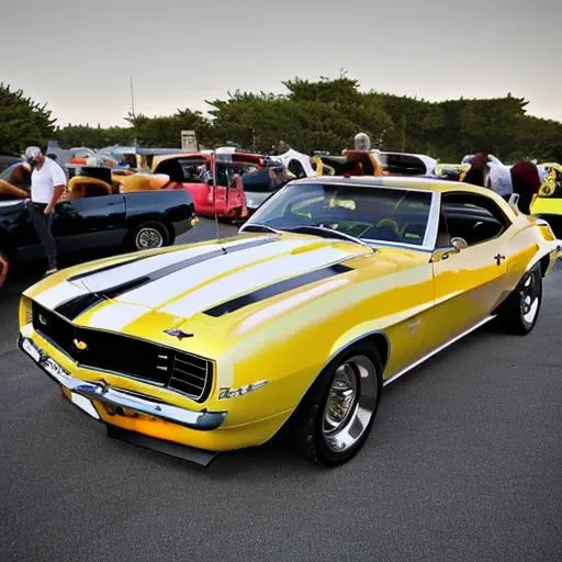 ((best quality)),  <lora:60s_Camaro:1> yellow camaro