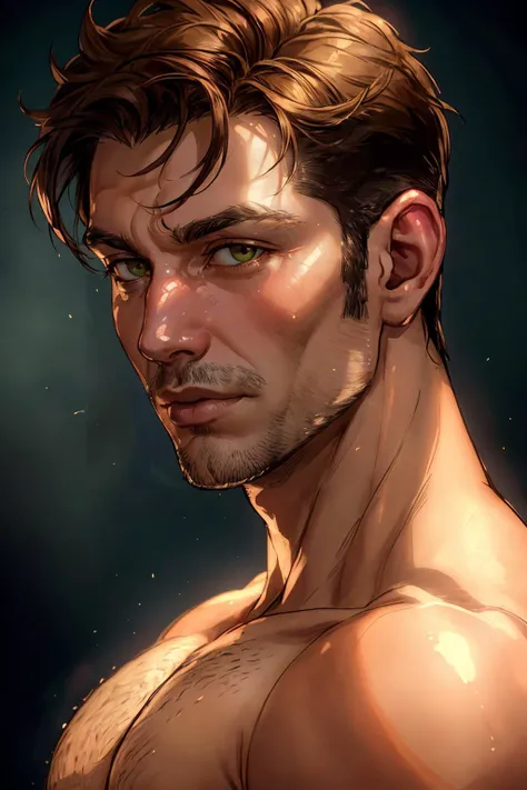 a close up of a man with a shirt on and no shirt on