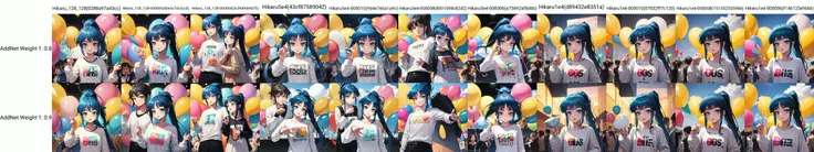 solo, Minato Hikaru, ponytail, blue hair, aqua eyes, print shirt, long sleeves, (party:1.1), holding balloons