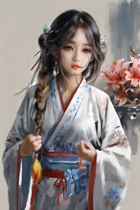 Masterpiece, best quality, 1girl,  <lora:kwFemale_Beta40-SDXL_v1:1>, a painting in the style of guidao style