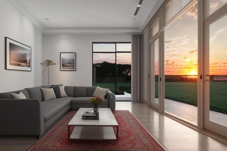 arafed view of a living room with a couch and a coffee table