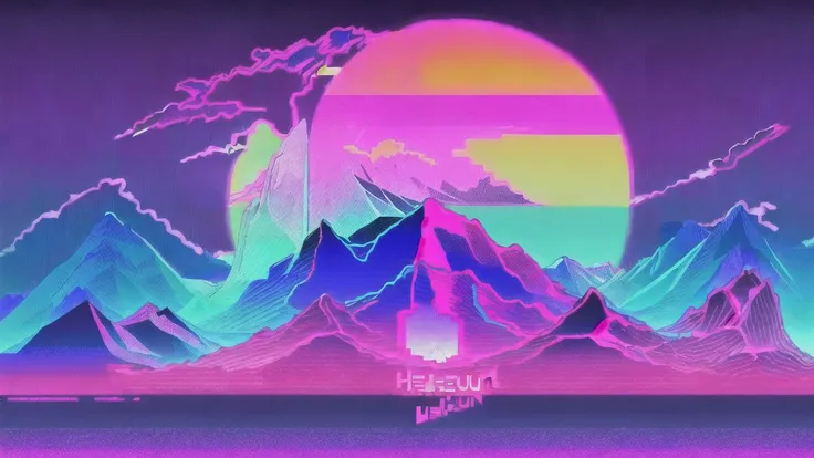 (synthwave:1.2),(neon sun) scanlines,wireframe,mountains,palm tree,vectorized,(retrowave),(vaporwave),purple blue pink black,dark background,(highres),best quality,high quality,(masterpiece),intricate detail,[[raytracing]] <lora:retrowave_0.12:1>,