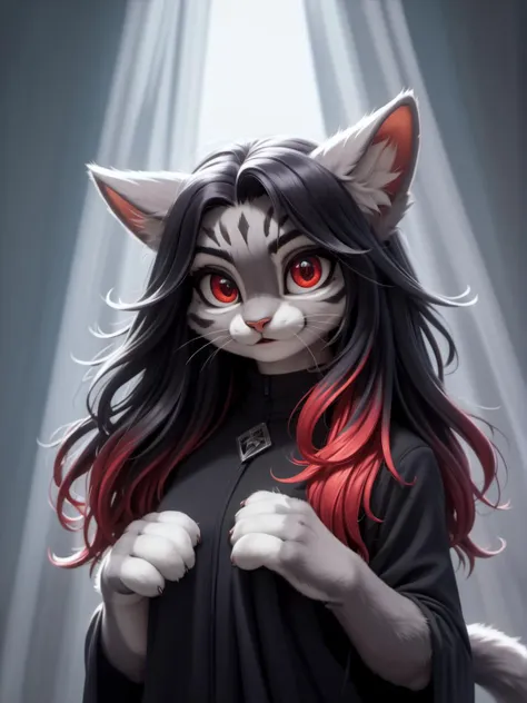 (((score_9, score_8_up,score_7_up,score_6_up,score_5_up,score_4_up, epic-Ultra-HD-details, epic-Ultra-HD-highlights, ultra-realism, upscaled-resolution, source_furry, lit, cutesie)))
cat girl, adult,  dark skin, black hair, long hair, red eyes, tail with a...