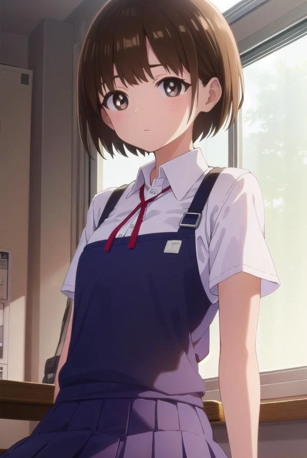 chihirokobayashi, <lora:chihiro kobayashi s1-lora-nochekaiser:1>,
chihiro kobayashi, short hair, brown hair, (brown eyes:1.5),
BREAK skirt, shirt, school uniform, pleated skirt, socks, white socks, white shirt, collared shirt, ribbon, red ribbon, short sle...