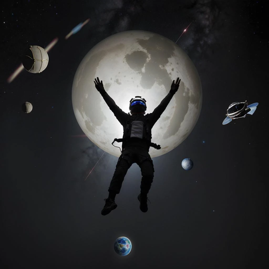 <lora:steveditkostyle:1> a boy floating in space