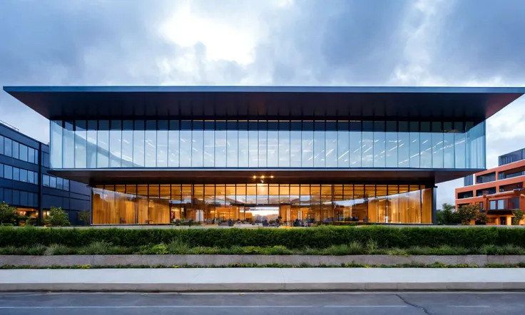 (masterpiece:1.2),( best quality:1.2), high quality, highres,
buidiung,sleek,modern architecture style,rectangular,hyper detailed photo,human perspective,street,office building,cloudy sky,