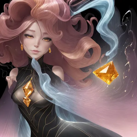 magic, earthquake, Amorphous, Convection, Flowing, Vertical lines, BlushPink, Citrine, a magical woman