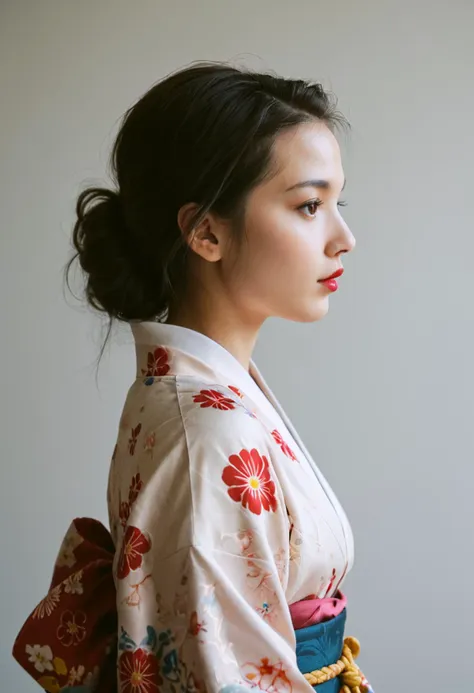 a woman in a kimono is looking out the window