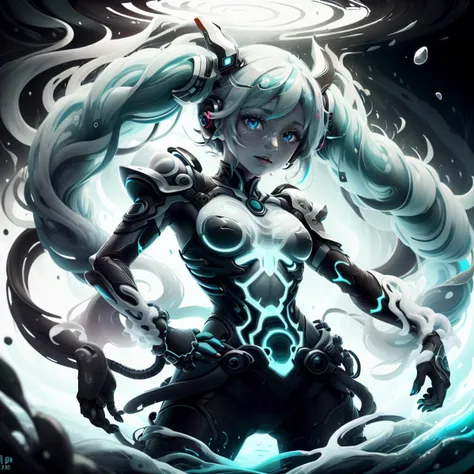 <lora:MadeofFireAI:0.7> ,  ethereal ,bwfire ,
(madeoffireai) hatsune miku  , cowboy shot, blue eyes, glowing eyes,1girl,white hair, (pale skin:1.3) ,
, dissolving, see-through, abyss, <lora:YinYangTech-20:0.6> yinyangtech , flow,